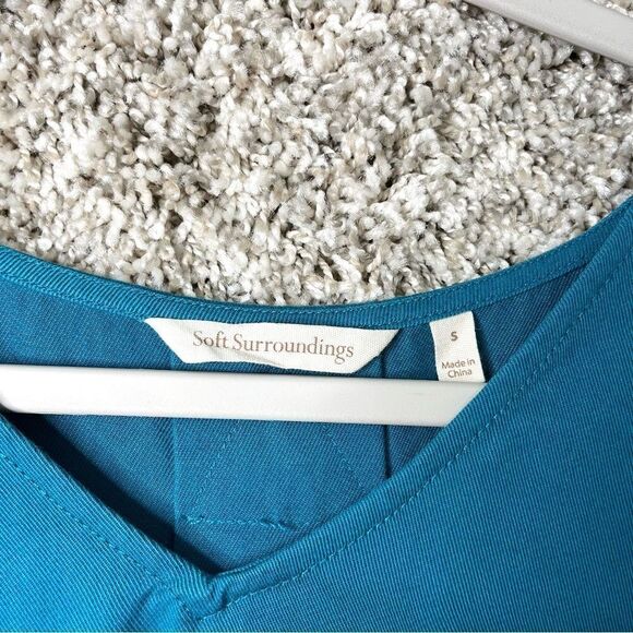 Soft Surroundings Top Women’s Small Blue Tencel Soft V-Neck Tunic Blouse - Picture 2 of 5